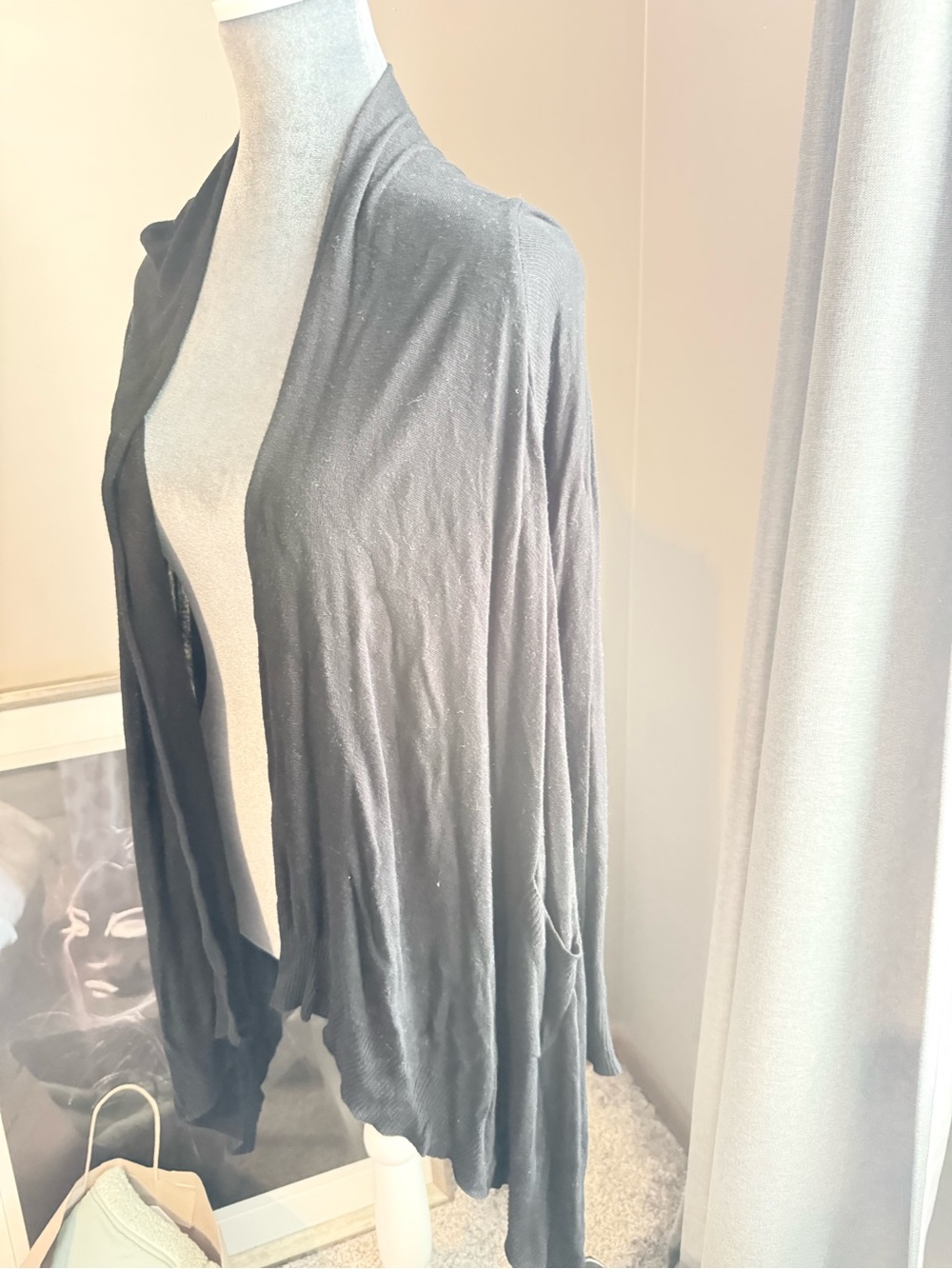 BCBGMaxAzria Black Open-Front Draped Cardigan